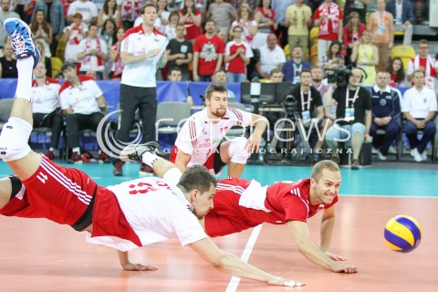  05.06.2015 CZESTOCHOWA<br />SIATKOWKA MEZCZYZN LIGA SWIATOWA 2015 <br />FIVB VOLLEYBALL WORLD LEAGUE 2015 <br />MECZ POLSKA - IRAN ( POLAND - IRAN ) <br />N/Z MICHAL KUBIAK PAWEL ZATORSKI FABIAN DRZYZGA <br /> 