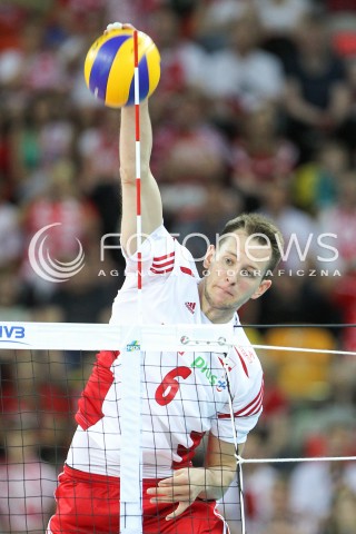  05.06.2015 CZESTOCHOWA<br />SIATKOWKA MEZCZYZN LIGA SWIATOWA 2015 <br />FIVB VOLLEYBALL WORLD LEAGUE 2015 <br />MECZ POLSKA - IRAN ( POLAND - IRAN ) <br />N/Z BARTOSZ KUREK SYLWETKA ATAK<br /> 