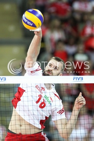  05.06.2015 CZESTOCHOWA<br />SIATKOWKA MEZCZYZN LIGA SWIATOWA 2015 <br />FIVB VOLLEYBALL WORLD LEAGUE 2015 <br />MECZ POLSKA - IRAN ( POLAND - IRAN ) <br />N/Z MARCIN MOZDZONEK SYLWETKA ATAK<br /> 