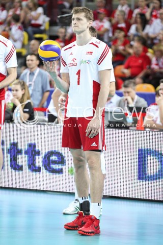  05.06.2015 CZESTOCHOWA<br />SIATKOWKA MEZCZYZN LIGA SWIATOWA 2015 <br />FIVB VOLLEYBALL WORLD LEAGUE 2015 <br />MECZ POLSKA - IRAN ( POLAND - IRAN ) <br />N/Z PIOTR NOWAKOWSKI SYLWETKA ATAK<br /> 