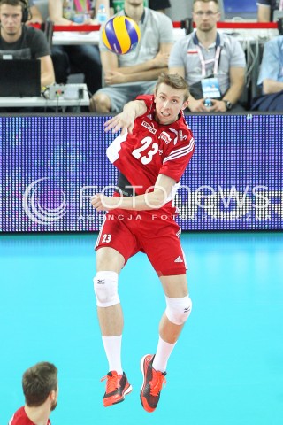  06.06.2015 CZESTOCHOWA<br />SIATKOWKA MEZCZYZN LIGA SWIATOWA 2015 <br />FIVB VOLLEYBALL WORLD LEAGUE 2015 <br />MECZ POLSKA - IRAN ( POLAND - IRAN ) <br />N/Z MATEUSZ BIENIEK SYLWETKA <br /> 