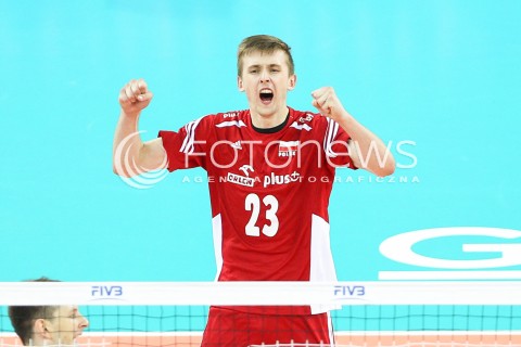  06.06.2015 CZESTOCHOWA<br />SIATKOWKA MEZCZYZN LIGA SWIATOWA 2015 <br />FIVB VOLLEYBALL WORLD LEAGUE 2015 <br />MECZ POLSKA - IRAN ( POLAND - IRAN ) <br />N/Z MATEUSZ BIENIEK RADOSC EMOCJE SYLWETKA <br /> 
