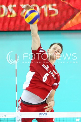  06.06.2015 CZESTOCHOWA<br />SIATKOWKA MEZCZYZN LIGA SWIATOWA 2015 <br />FIVB VOLLEYBALL WORLD LEAGUE 2015 <br />MECZ POLSKA - IRAN ( POLAND - IRAN ) <br />N/Z BARTOSZ KUREK SYLWETKA ATAK<br /> 
