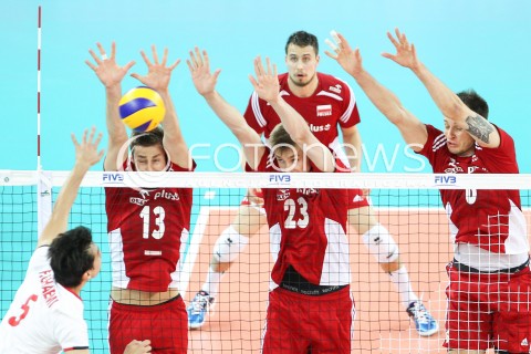  06.06.2015 CZESTOCHOWA<br />SIATKOWKA MEZCZYZN LIGA SWIATOWA 2015 <br />FIVB VOLLEYBALL WORLD LEAGUE 2015 <br />MECZ POLSKA - IRAN ( POLAND - IRAN ) <br />N/Z MICHAL KUBIAK MATEUSZ BIENIEK BARTOSZ KUREK BLOK<br /> 