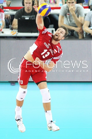  06.06.2015 CZESTOCHOWA<br />SIATKOWKA MEZCZYZN LIGA SWIATOWA 2015 <br />FIVB VOLLEYBALL WORLD LEAGUE 2015 <br />MECZ POLSKA - IRAN ( POLAND - IRAN ) <br />N/Z MICHAL KUBIAK SYLWETKA <br /> 