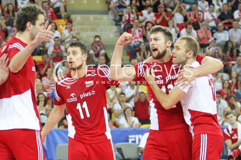  06.06.2015 CZESTOCHOWA<br />SIATKOWKA MEZCZYZN LIGA SWIATOWA 2015 <br />FIVB VOLLEYBALL WORLD LEAGUE 2015 <br />MECZ POLSKA - IRAN ( POLAND - IRAN ) <br />N/Z MICHAL KUBIAK PAWEL ZATORSKI RADOSC EMOCJE <br /> 