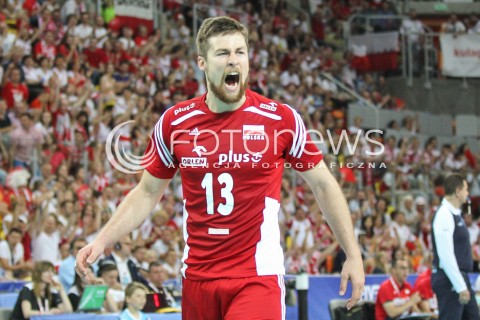  06.06.2015 CZESTOCHOWA<br />SIATKOWKA MEZCZYZN LIGA SWIATOWA 2015 <br />FIVB VOLLEYBALL WORLD LEAGUE 2015 <br />MECZ POLSKA - IRAN ( POLAND - IRAN ) <br />N/Z MICHAL KUBIAK RADOSC EMOCJE <br /> 