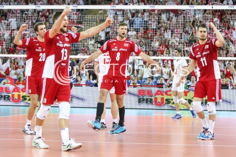 06.06.2015 CZESTOCHOWA<br />SIATKOWKA MEZCZYZN LIGA SWIATOWA 2015 <br />FIVB VOLLEYBALL WORLD LEAGUE 2015 <br />MECZ POLSKA - IRAN ( POLAND - IRAN ) <br />N/Z MICHAL KUBIAK ANDRZEJ WRONA FABIAN DRZYZGA RADOSC EMOCJE <br /> 