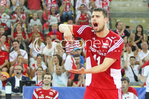  06.06.2015 CZESTOCHOWA<br />SIATKOWKA MEZCZYZN LIGA SWIATOWA 2015 <br />FIVB VOLLEYBALL WORLD LEAGUE 2015 <br />MECZ POLSKA - IRAN ( POLAND - IRAN ) <br />N/Z FABIAN DRZYZGA RADOSC EMOCJE <br /> 