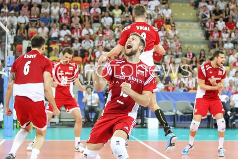  06.06.2015 CZESTOCHOWA<br />SIATKOWKA MEZCZYZN LIGA SWIATOWA 2015 <br />FIVB VOLLEYBALL WORLD LEAGUE 2015 <br />MECZ POLSKA - IRAN ( POLAND - IRAN ) <br />N/Z MICHAL KUBIAK RADOSC EMOCJE <br /> 