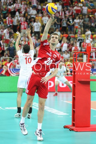  06.06.2015 CZESTOCHOWA<br />SIATKOWKA MEZCZYZN LIGA SWIATOWA 2015 <br />FIVB VOLLEYBALL WORLD LEAGUE 2015 <br />MECZ POLSKA - IRAN ( POLAND - IRAN ) <br />N/Z MATEUSZ MIKA SYLWETKA <br /> 