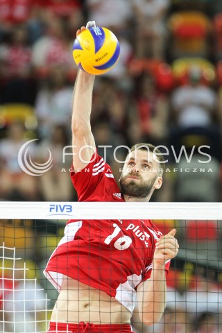  06.06.2015 CZESTOCHOWA<br />SIATKOWKA MEZCZYZN LIGA SWIATOWA 2015 <br />FIVB VOLLEYBALL WORLD LEAGUE 2015 <br />MECZ POLSKA - IRAN ( POLAND - IRAN ) <br />N/Z MARCIN MOZDZONEK SYLWETKA ATAK<br /> 
