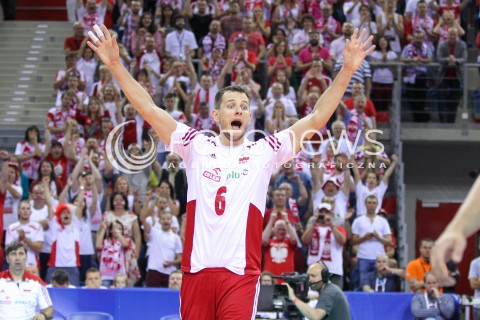  03.07.2015 KRAKOW <br />SIATKOWKA MEZCZYZN LIGA SWIATOWA 2015 <br />FIVB VOLLEYBALL WORLD LEAGUE 2015 <br />MECZ POLSKA - USA ( POLAND - UNITED STATES ) <br />N/Z BARTOSZ KUREK RADOSC EMOCJE <br /> 