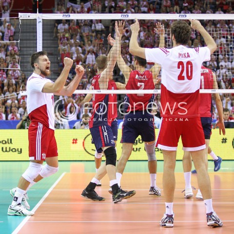  03.07.2015 KRAKOW <br />SIATKOWKA MEZCZYZN LIGA SWIATOWA 2015 <br />FIVB VOLLEYBALL WORLD LEAGUE 2015 <br />MECZ POLSKA - USA ( POLAND - UNITED STATES ) <br />N/Z MICHAL KUBIAK RADOSC EMOCJE <br /> 