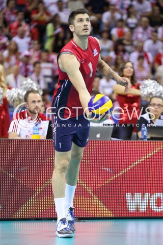  03.07.2015 KRAKOW <br />SIATKOWKA MEZCZYZN LIGA SWIATOWA 2015 <br />FIVB VOLLEYBALL WORLD LEAGUE 2015 <br />MECZ POLSKA - USA ( POLAND - UNITED STATES ) <br />N/Z MATTHEW ANDERSON SYLWETKA <br /> 