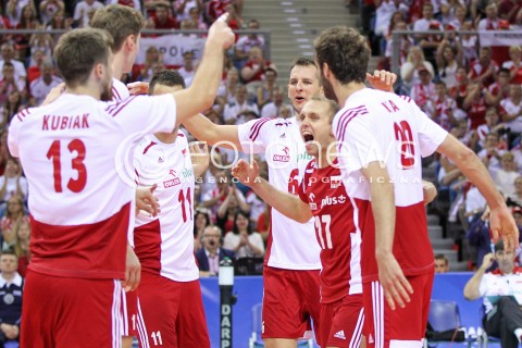  03.07.2015 KRAKOW <br />SIATKOWKA MEZCZYZN LIGA SWIATOWA 2015 <br />FIVB VOLLEYBALL WORLD LEAGUE 2015 <br />MECZ POLSKA - USA ( POLAND - UNITED STATES ) <br />N/Z PAWEL ZATORSKI RADOSC EMOCJE <br /> 