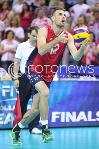  03.07.2015 KRAKOW <br />SIATKOWKA MEZCZYZN LIGA SWIATOWA 2015 <br />FIVB VOLLEYBALL WORLD LEAGUE 2015 <br />MECZ POLSKA - USA ( POLAND - UNITED STATES ) <br />N/Z RUSSEL HOLMES SYLWETKA <br /> 