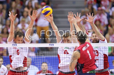  03.07.2015 KRAKOW <br />SIATKOWKA MEZCZYZN LIGA SWIATOWA 2015 <br />FIVB VOLLEYBALL WORLD LEAGUE 2015 <br />MECZ POLSKA - USA ( POLAND - UNITED STATES ) <br />N/Z BARTOSZ KUREK MATEUSZ BIENIEK MICHAL KUBIAK <br /> 