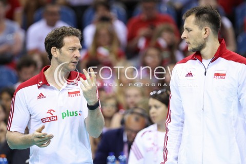  03.07.2015 KRAKOW <br />SIATKOWKA MEZCZYZN LIGA SWIATOWA 2015 <br />FIVB VOLLEYBALL WORLD LEAGUE 2015 <br />MECZ POLSKA - USA ( POLAND - UNITED STATES ) <br />N/Z BARTOSZ KUREK STEPHANE ANTIGA TRENER ( HEAD COACH ) <br /> 