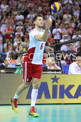  03.07.2015 KRAKOW <br />
SIATKOWKA MEZCZYZN LIGA SWIATOWA 2015 <br />
FIVB VOLLEYBALL WORLD LEAGUE 2015 <br />
MECZ POLSKA - USA ( POLAND - UNITED STATES ) <br />
N/Z BARTOSZ KUREK SYLWETKA <br />
 