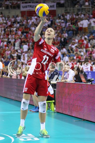  03.07.2015 KRAKOW <br />
SIATKOWKA MEZCZYZN LIGA SWIATOWA 2015 <br />
FIVB VOLLEYBALL WORLD LEAGUE 2015 <br />
MECZ POLSKA - USA ( POLAND - UNITED STATES ) <br />
N/Z PAWEL ZATORSKI SYLWETKA <br />
 