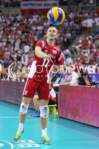  03.07.2015 KRAKOW <br />
SIATKOWKA MEZCZYZN LIGA SWIATOWA 2015 <br />
FIVB VOLLEYBALL WORLD LEAGUE 2015 <br />
MECZ POLSKA - USA ( POLAND - UNITED STATES ) <br />
N/Z PAWEL ZATORSKI SYLWETKA <br />
 