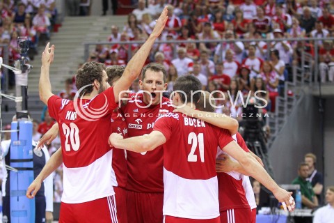  04.07.2015 KRAKOW <br />SIATKOWKA MEZCZYZN LIGA SWIATOWA 2015 <br />FIVB VOLLEYBALL WORLD LEAGUE 2015 <br />MECZ POLSKA - USA ( POLAND - UNITED STATES ) <br />N/Z BARTOSZ KUREK RADOSC EMOCJE <br /> 