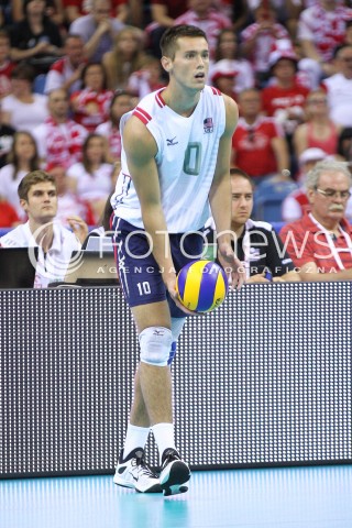  04.07.2015 KRAKOW <br />SIATKOWKA MEZCZYZN LIGA SWIATOWA 2015 <br />FIVB VOLLEYBALL WORLD LEAGUE 2015 <br />MECZ POLSKA - USA ( POLAND - UNITED STATES ) <br />N/Z THOMAS JAESCHKE SYLWETKA <br /> 