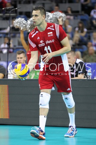  04.07.2015 KRAKOW <br />SIATKOWKA MEZCZYZN LIGA SWIATOWA 2015 <br />FIVB VOLLEYBALL WORLD LEAGUE 2015 <br />MECZ POLSKA - USA ( POLAND - UNITED STATES ) <br />N/Z FABIAN DRZYZGA SYLWETKA <br /> 