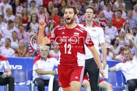  04.07.2015 KRAKOW <br />SIATKOWKA MEZCZYZN LIGA SWIATOWA 2015 <br />FIVB VOLLEYBALL WORLD LEAGUE 2015 <br />MECZ POLSKA - USA ( POLAND - UNITED STATES ) <br />N/Z GRZEGORZ LOMACZ RADOSC EMOCJE <br /> 