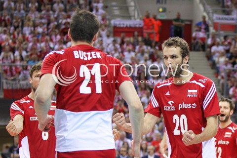  04.07.2015 KRAKOW <br />SIATKOWKA MEZCZYZN LIGA SWIATOWA 2015 <br />FIVB VOLLEYBALL WORLD LEAGUE 2015 <br />MECZ POLSKA - USA ( POLAND - UNITED STATES ) <br />N/Z MATEUSZ MIKA RADOSC EMOCJE <br /> 