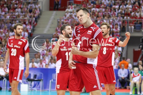 04.07.2015 KRAKOW <br />SIATKOWKA MEZCZYZN LIGA SWIATOWA 2015 <br />FIVB VOLLEYBALL WORLD LEAGUE 2015 <br />MECZ POLSKA - USA ( POLAND - UNITED STATES ) <br />N/Z BARTOSZ KUREK RADOSC EMOCJE <br /> 