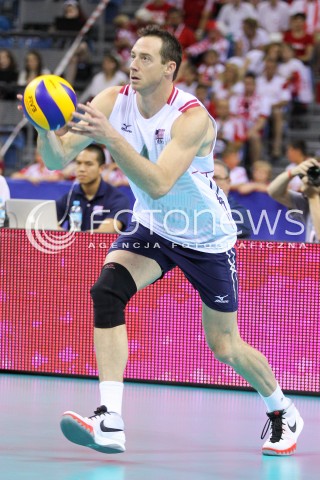  04.07.2015 KRAKOW <br />SIATKOWKA MEZCZYZN LIGA SWIATOWA 2015 <br />FIVB VOLLEYBALL WORLD LEAGUE 2015 <br />MECZ POLSKA - USA ( POLAND - UNITED STATES ) <br />N/Z DAVID LEE SYLWETKA <br /> 