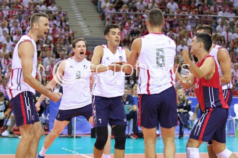  04.07.2015 KRAKOW <br />SIATKOWKA MEZCZYZN LIGA SWIATOWA 2015 <br />FIVB VOLLEYBALL WORLD LEAGUE 2015 <br />MECZ POLSKA - USA ( POLAND - UNITED STATES ) <br />N/Z MURPHY TROY  KAWIKA SHOJI RADOSC EMOCJE <br /> 