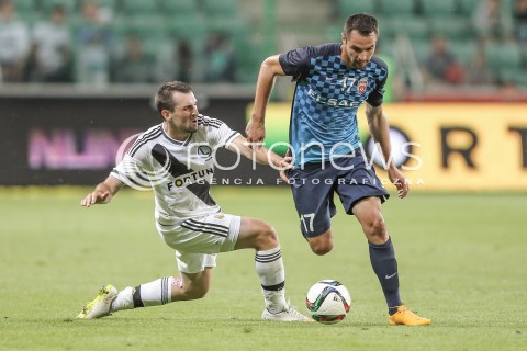 16.07.2015 WARSZAWA PILKA NOZNA<br />FOOTBALL LIGA EUROPY II RUNDA ELIMINACJI<br />MECZ LEGIA WARSZAWA - FC BOTOSANI<br />N/Z MICHAL KUCHARCZYK CUCU NICOLAE-STELIAN<br /> 