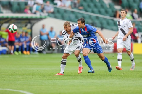  26.07.2015 WARSZAWA PILKA NOZNA EKSTRAKLASA<br />FOOTBALL LIGA EUROPY II RUNDA ELIMINACJI STADION LEGII <br />MECZ LEGIA WARSZAWA - PODBESKIDZIE BIELSKO BIALA<br />NA STADIONIE MARSZALKA JOZEFA PILSUDSKIEGO<br />N/Z JAKUB RZEZNICZAK ROBERT DEMJAN<br /> 
