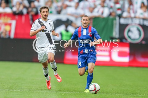  26.07.2015 WARSZAWA PILKA NOZNA EKSTRAKLASA<br />FOOTBALL LIGA EUROPY II RUNDA ELIMINACJI STADION LEGII <br />MECZ LEGIA WARSZAWA - PODBESKIDZIE BIELSKO BIALA<br />NA STADIONIE MARSZALKA JOZEFA PILSUDSKIEGO<br />N/Z BARTOSZ BERESZYNSKI DAMIAN MOJTA<br /> 