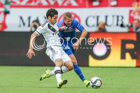  26.07.2015 WARSZAWA PILKA NOZNA EKSTRAKLASA<br />FOOTBALL LIGA EUROPY II RUNDA ELIMINACJI STADION LEGII <br />MECZ LEGIA WARSZAWA - PODBESKIDZIE BIELSKO BIALA<br />NA STADIONIE MARSZALKA JOZEFA PILSUDSKIEGO<br />N/Z DAMIAN CHMIEL GUILHERME<br /> 