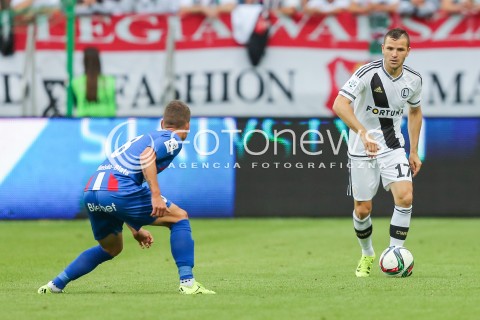  26.07.2015 WARSZAWA PILKA NOZNA EKSTRAKLASA<br />FOOTBALL LIGA EUROPY II RUNDA ELIMINACJI STADION LEGII <br />MECZ LEGIA WARSZAWA - PODBESKIDZIE BIELSKO BIALA<br />NA STADIONIE MARSZALKA JOZEFA PILSUDSKIEGO<br />N/Z TOMASZ BRZYSKI JAKUB KOWALSKI<br /> 