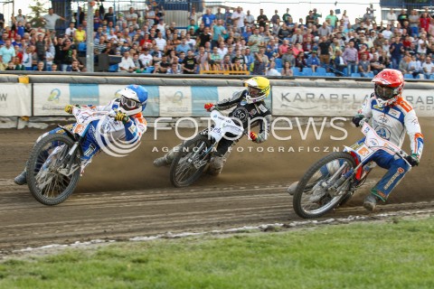  26.07.2015 RZESZOW <br />ZUZEL PGE SPEEDWAY EKSTRALIGA SEASON 2015 <br />MECZ PGE STAL RZESZOW - KS TORUN<br />N/Z BIEG NR 10: DAWID LAMPART (CZERWONY), JASON DOYLE (ZOLTY), KENNI LARSEN (NIEBIESKI)<br /> 