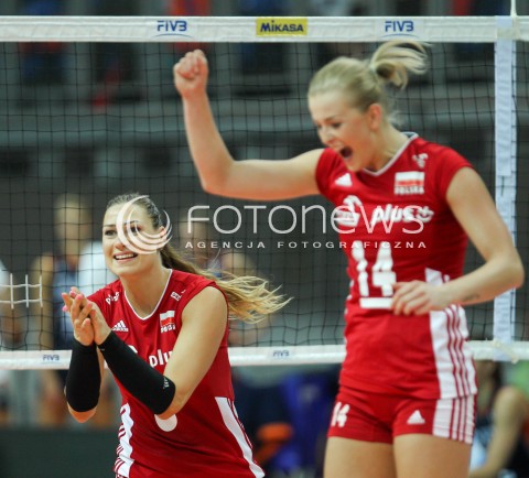  02.08.2015 LUBLIN <br />SIATKOWKA KOBIET  WORLD GRAND PRIX II DYWIZJI 2015 FIVB VOLLEYBALL <br />MECZ POLSKA - HOLANDIA ( POLAND - NETHERLANDS ) <br />N/Z MAJA TOKARSKA JOANNA WOLOSZ RADOSC EMOCJE <br /> 