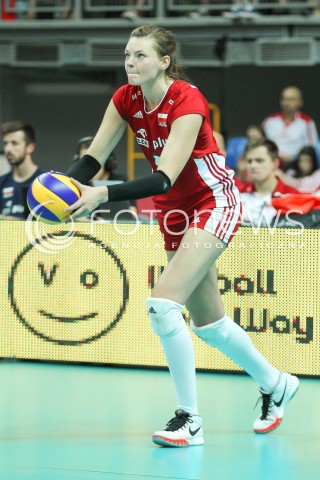  02.08.2015 LUBLIN <br />SIATKOWKA KOBIET  WORLD GRAND PRIX II DYWIZJI 2015 FIVB VOLLEYBALL <br />MECZ POLSKA - HOLANDIA ( POLAND - NETHERLANDS ) <br />N/Z MAJA TOKARSKA SYLWETKA <br /> 