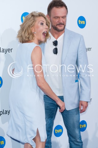  05.08.2015 WARSAWA<br />PREZENTACJA JESIENNEJ OFERTY PROGRAMOWEJ TVN<br />N/Z CEZARY PAZURA EDYTA OLSZOWKA<br /> 