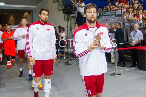  22.08.2015 TORUN ARENA<br />XIII MEMORIAL HUBERTA JERZEGO WAGNERA <br />MECZ POLSKA - JAPONIA ( MATCH POLAND - JAPAN ) <br />N/Z MICHAL KUBIAK FABIAN DRZYZGA SYLWETKA <br /> 