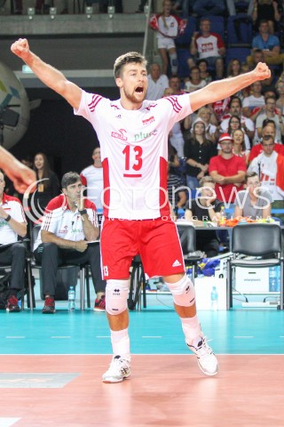  22.08.2015 TORUN ARENA<br />XIII MEMORIAL HUBERTA JERZEGO WAGNERA <br />MECZ POLSKA - JAPONIA ( MATCH POLAND - JAPAN ) <br />N/Z MICHAL KUBIAK SYLWETKA RADOSC EMOCJE <br /> 