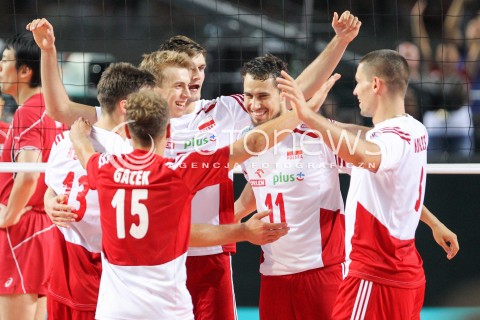  22.08.2015 TORUN ARENA<br />XIII MEMORIAL HUBERTA JERZEGO WAGNERA <br />MECZ POLSKA - JAPONIA ( MATCH POLAND - JAPAN ) <br />N/Z FABIAN DRZYZGA ARTUR SZALPUK RADOSC EMOCJE <br /> 