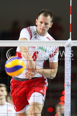  22.08.2015 TORUN ARENA<br />XIII MEMORIAL HUBERTA JERZEGO WAGNERA <br />MECZ POLSKA - JAPONIA ( MATCH POLAND - JAPAN ) <br />N/Z BARTOSZ KUREK SYLWETKA ATAK<br /> 