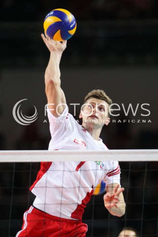  22.08.2015 TORUN ARENA<br />XIII MEMORIAL HUBERTA JERZEGO WAGNERA <br />MECZ POLSKA - JAPONIA ( MATCH POLAND - JAPAN ) <br />N/Z PIOTR NOWAKOWSKI SYLWETKA ATAK<br /> 