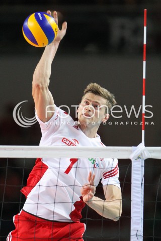  22.08.2015 TORUN ARENA<br />XIII MEMORIAL HUBERTA JERZEGO WAGNERA <br />MECZ POLSKA - JAPONIA ( MATCH POLAND - JAPAN ) <br />N/Z PIOTR NOWAKOWSKI SYLWETKA ATAK<br /> 