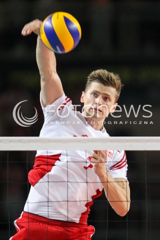  22.08.2015 TORUN ARENA<br />XIII MEMORIAL HUBERTA JERZEGO WAGNERA <br />MECZ POLSKA - JAPONIA ( MATCH POLAND - JAPAN ) <br />N/Z PIOTR NOWAKOWSKI SYLWETKA ATAK<br /> 